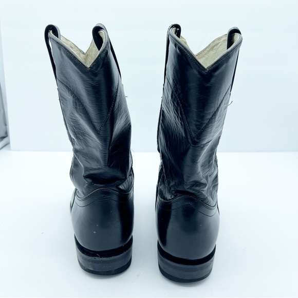 Cowtown Boots Black Leather Cowboy Boots Wide - Picture 4 of 9